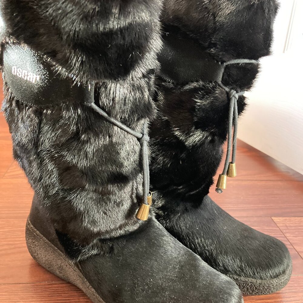 Oscar Sport Shearling-Lined Mink Boots, calf high– New, Curated, Winter Style
